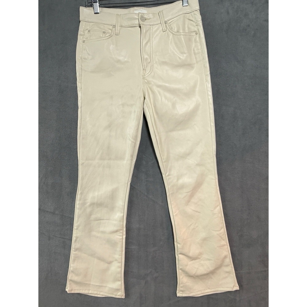Mother Denim The Insider Ankle Biege Faux Leather Wax On Wax Off Jeans size 28